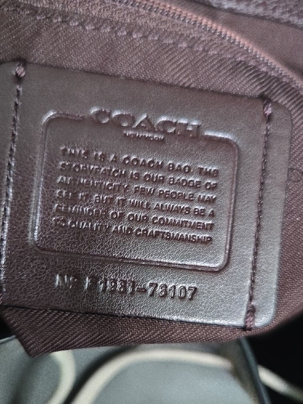Coach Gray and Cream Leather Drawstring Backpack with Snakeskin Trim - Picture 10 of 14